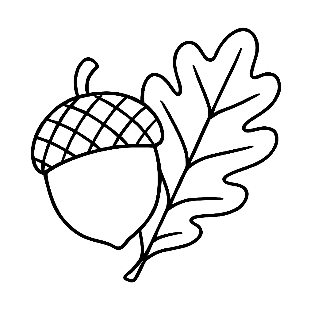 Acorn and Oak Leaf Coloring Page