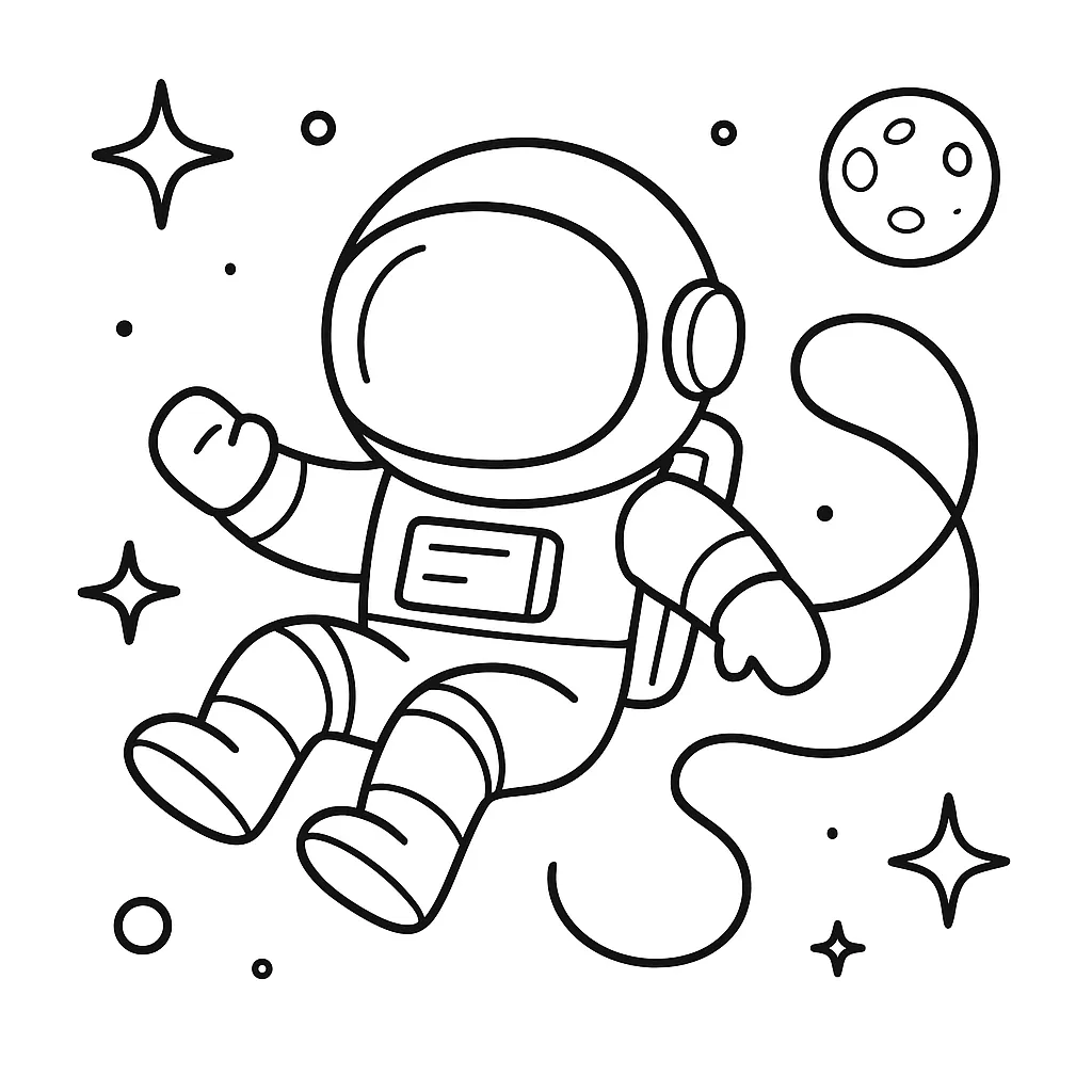 Astronaut Floating in Space Coloring Page