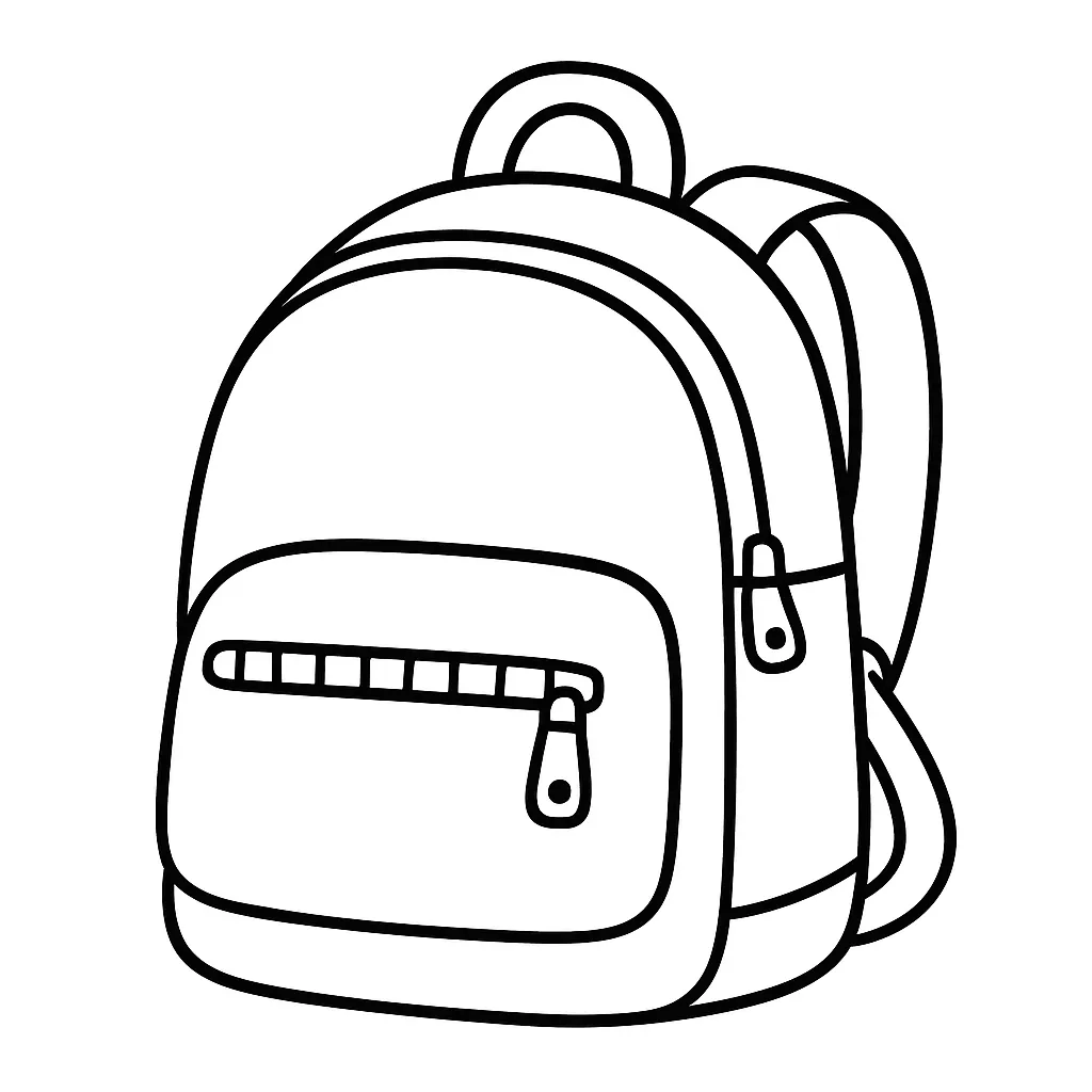 Backpack with Zipper Coloring Page