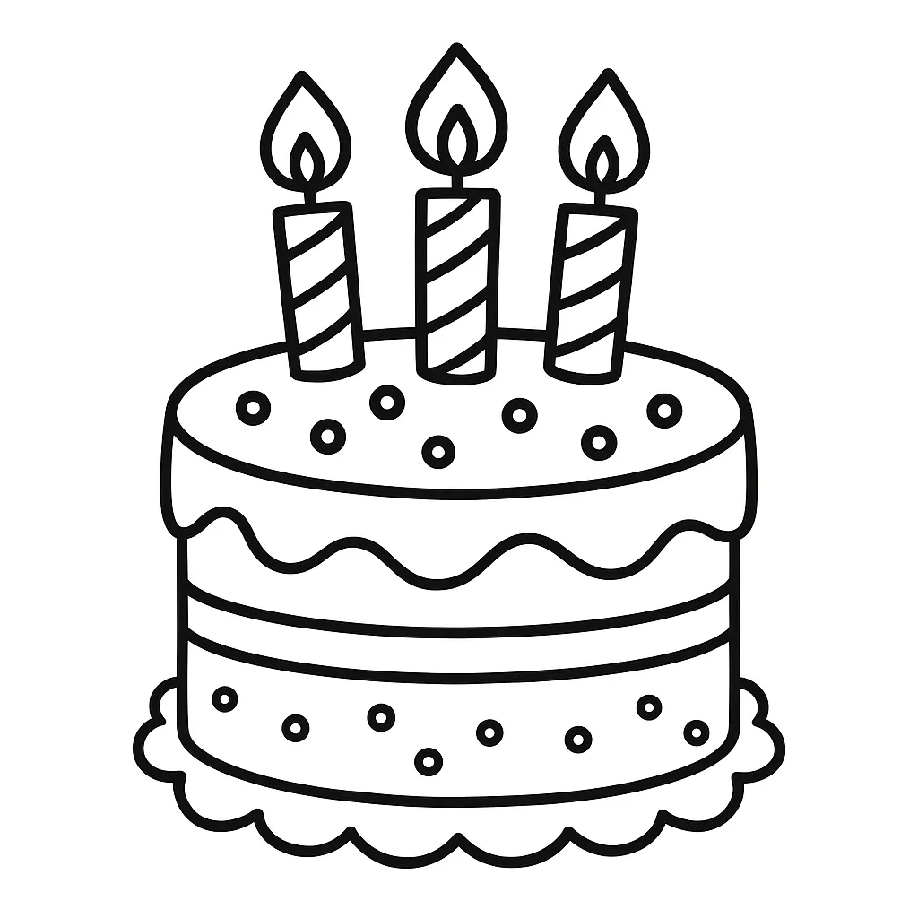 Birthday Cake with Candles Coloring Page