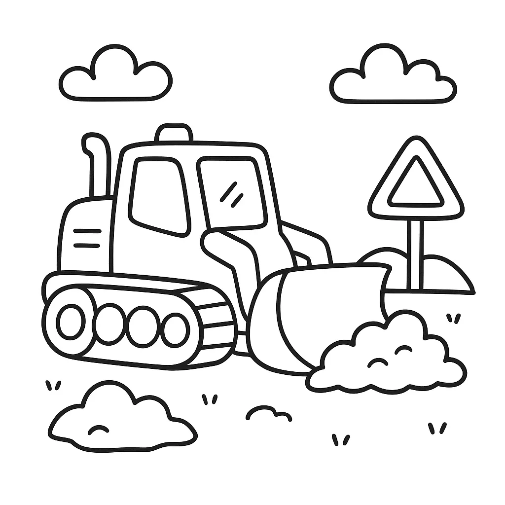 Bulldozer at a Site Coloring Page