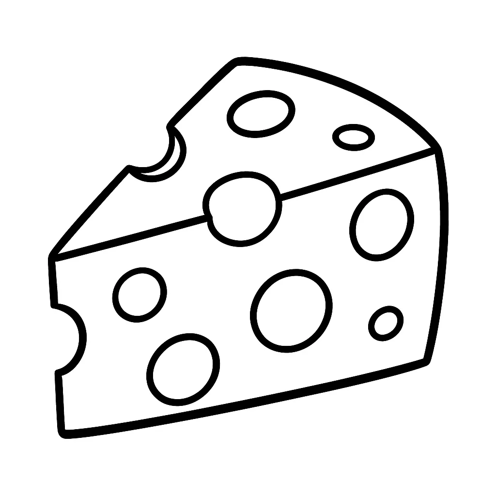 Cheese Wedge with Holes Coloring Page