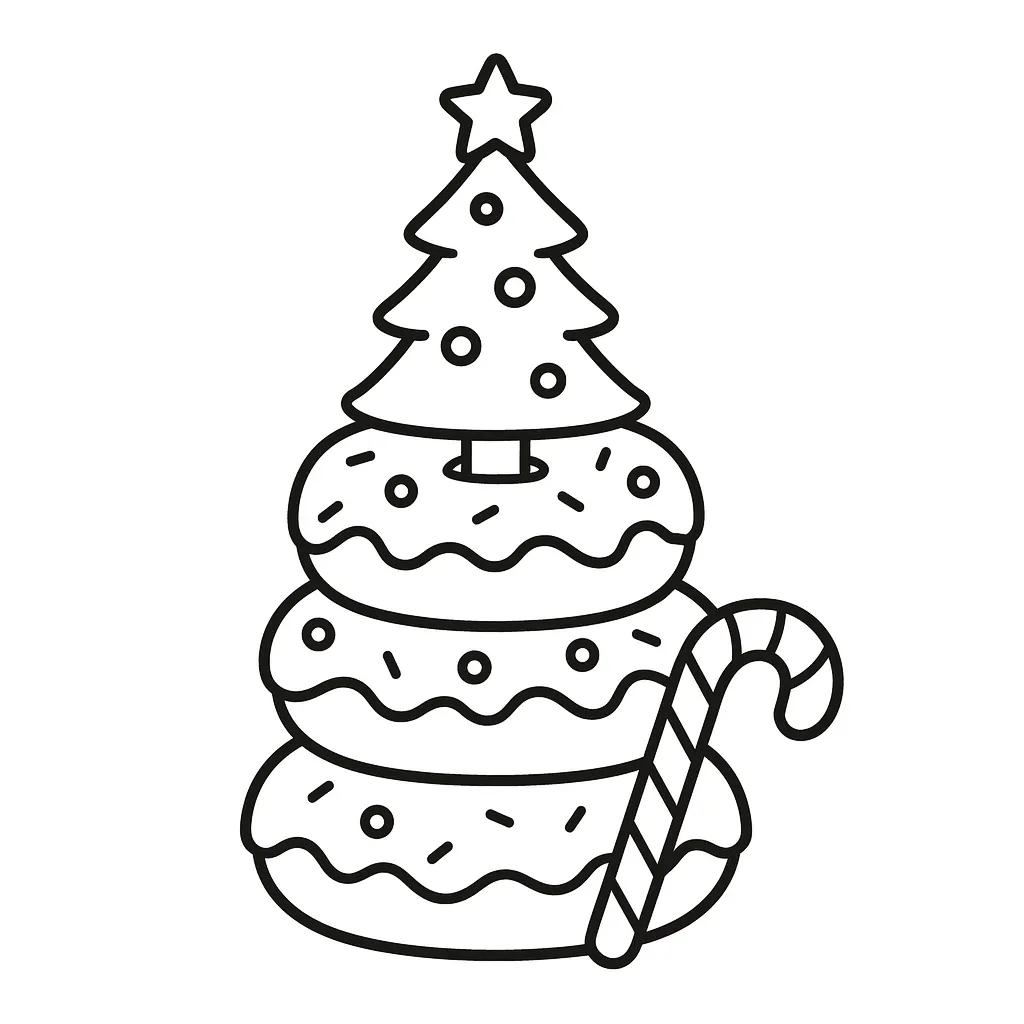 Christmas Donut Stack Coloring Page