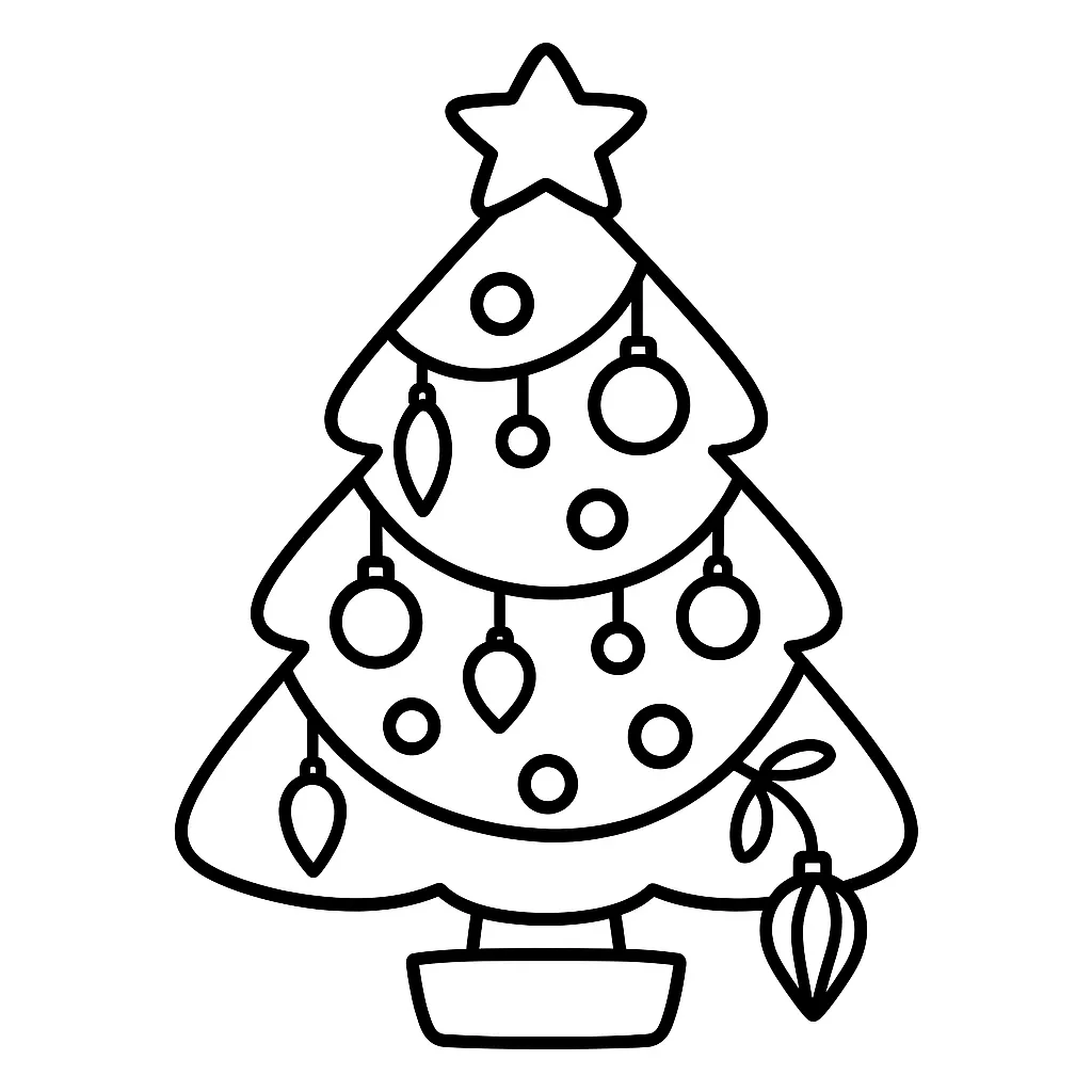 Christmas Tree with Ornaments Coloring Page