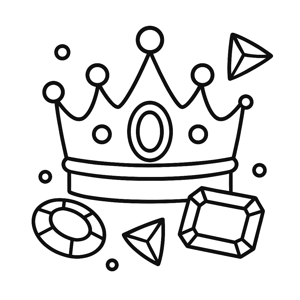 Crown and Jewels Coloring Page