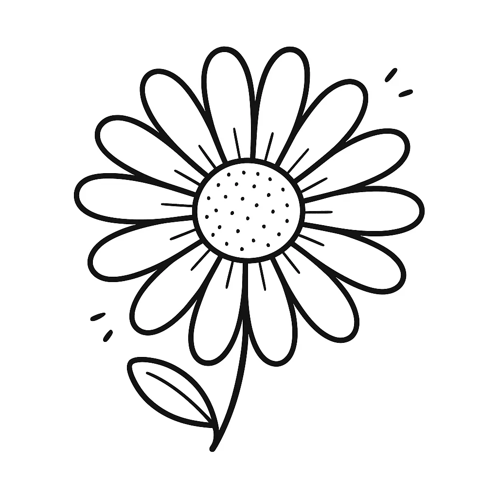 Daisy Flower with Big Petals Coloring Page