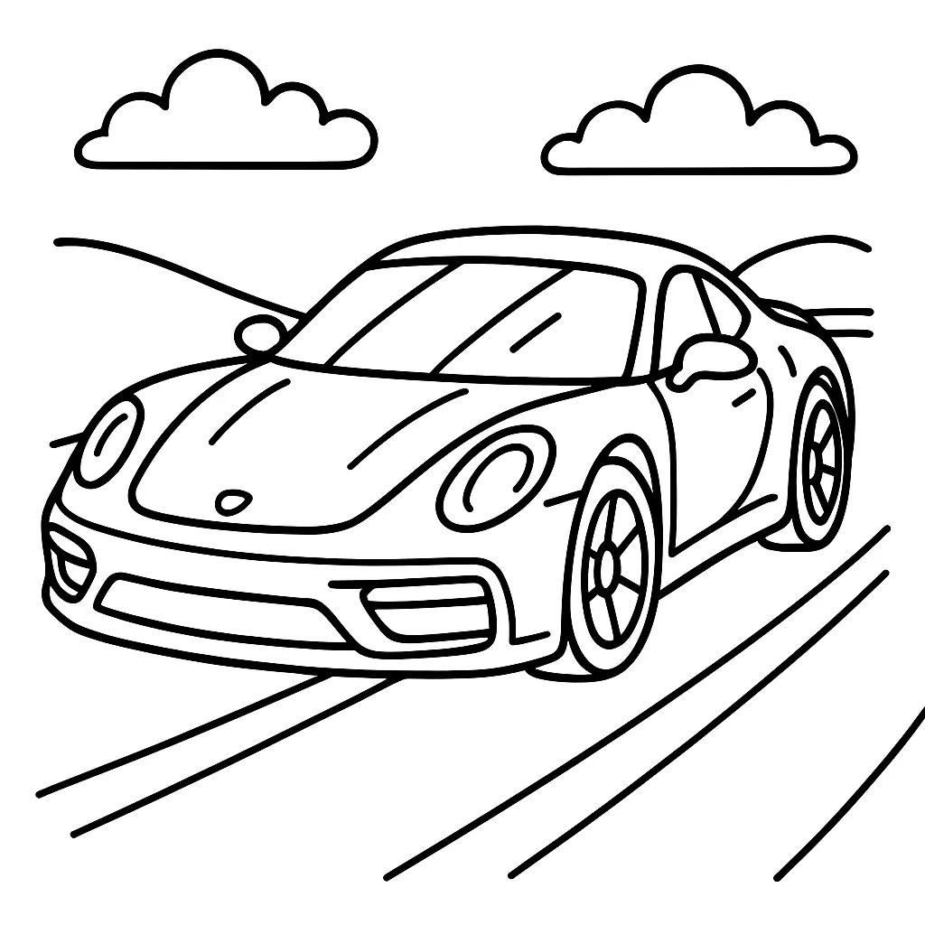 Fast Car on a Road Coloring Page