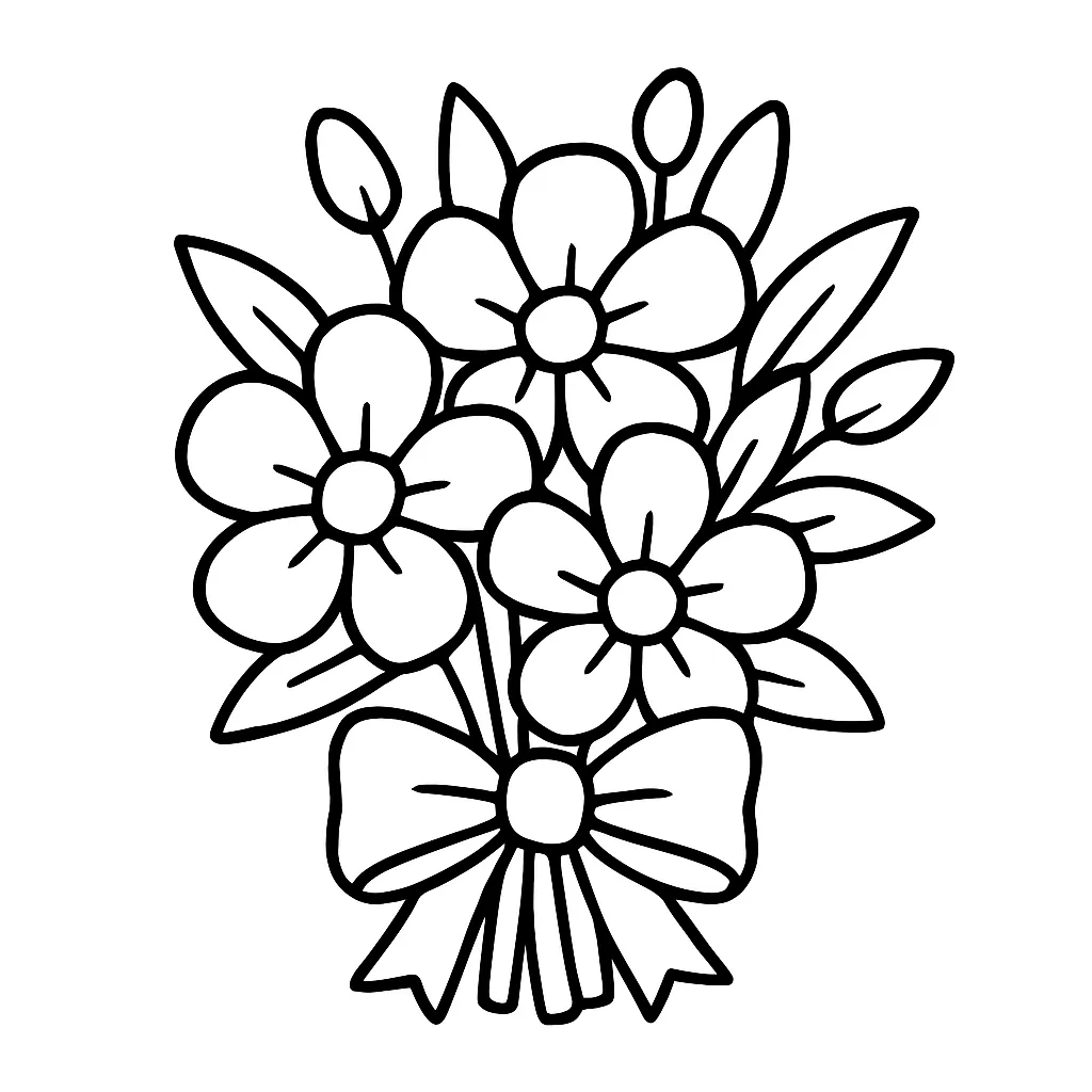 Flower Bouquet Bold And Easy Coloring Pages