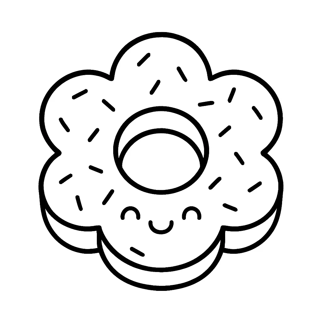 Flower Shaped Donut Coloring Page