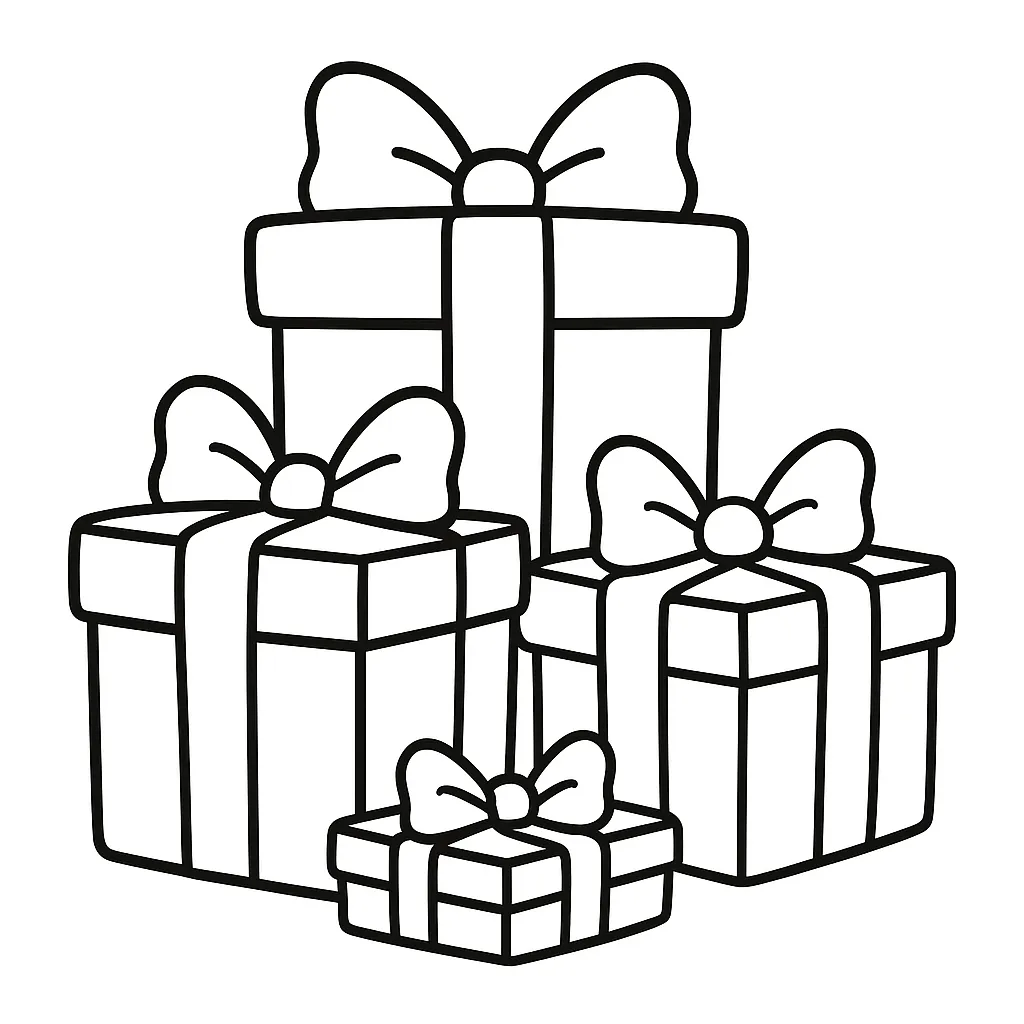 Gift Boxes with Ribbons Coloring Page
