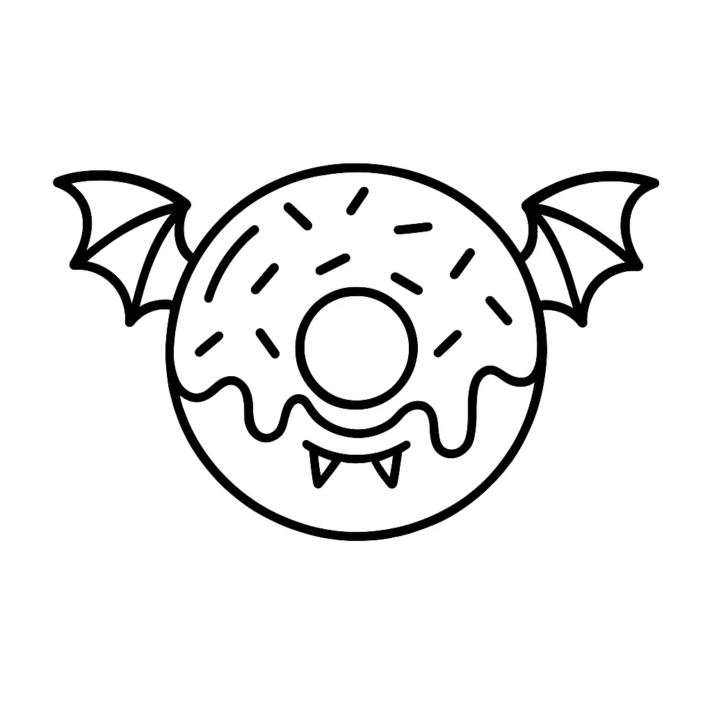 Halloween Donut Bat Coloring Page