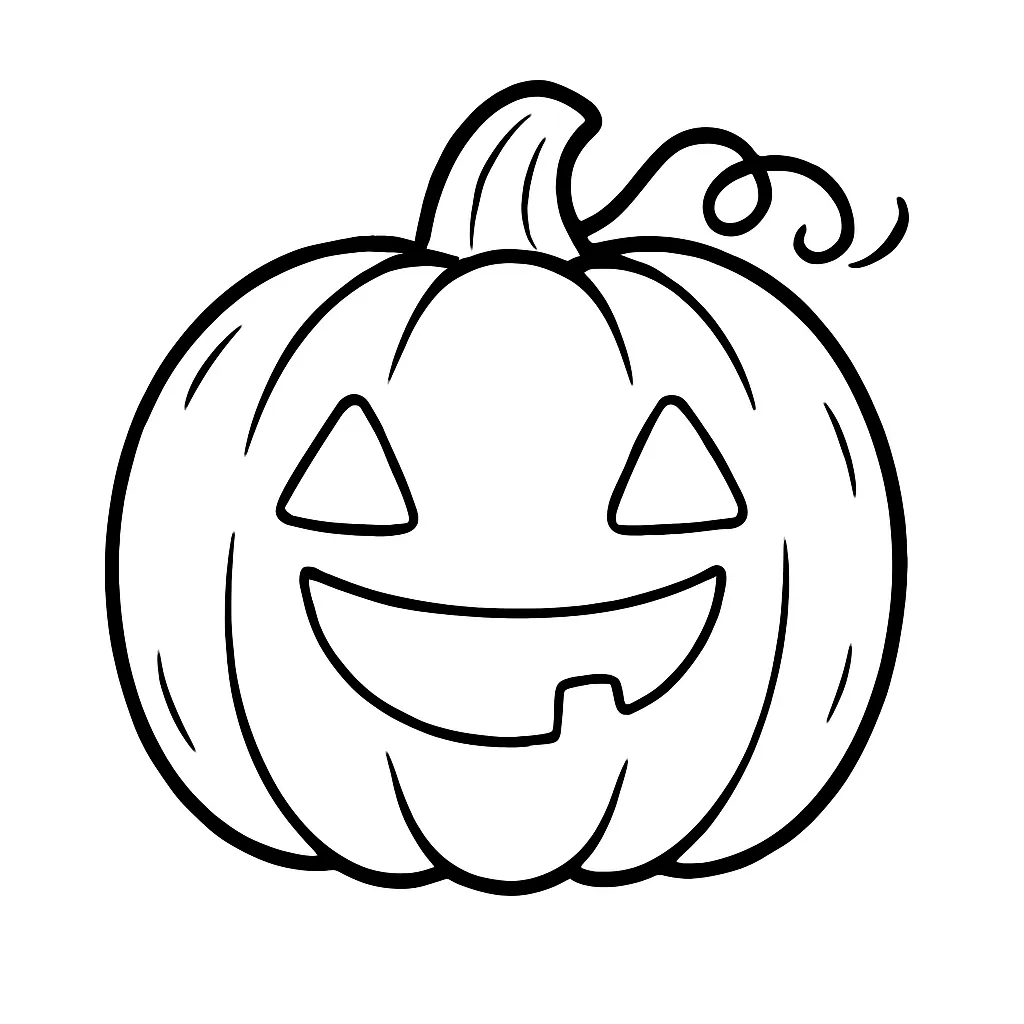 Halloween Pumpkin with Face Coloring Page
