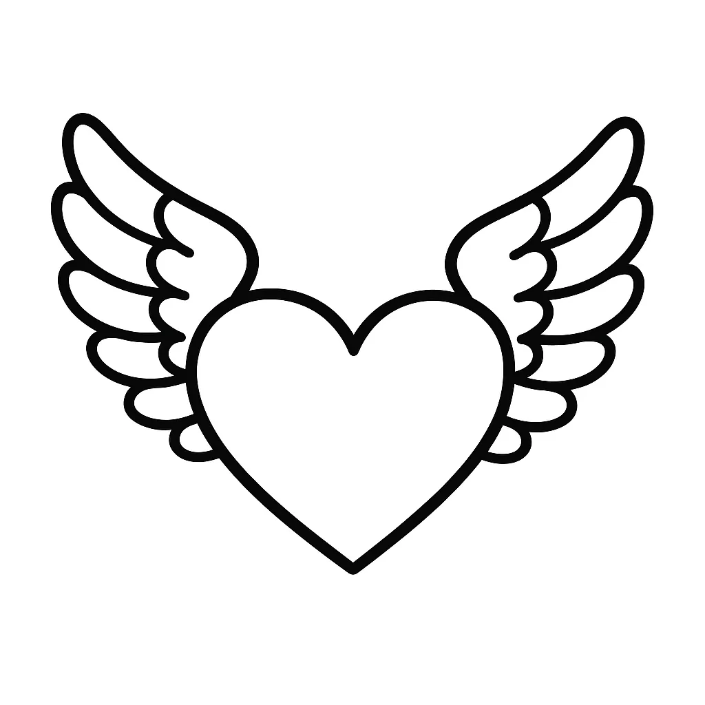 Heart with Wings Coloring Page