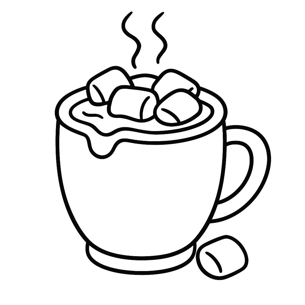 Hot Chocolate with Marshmallows Coloring Page