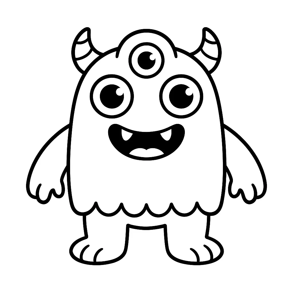 Monster with Three Eyes Coloring Page