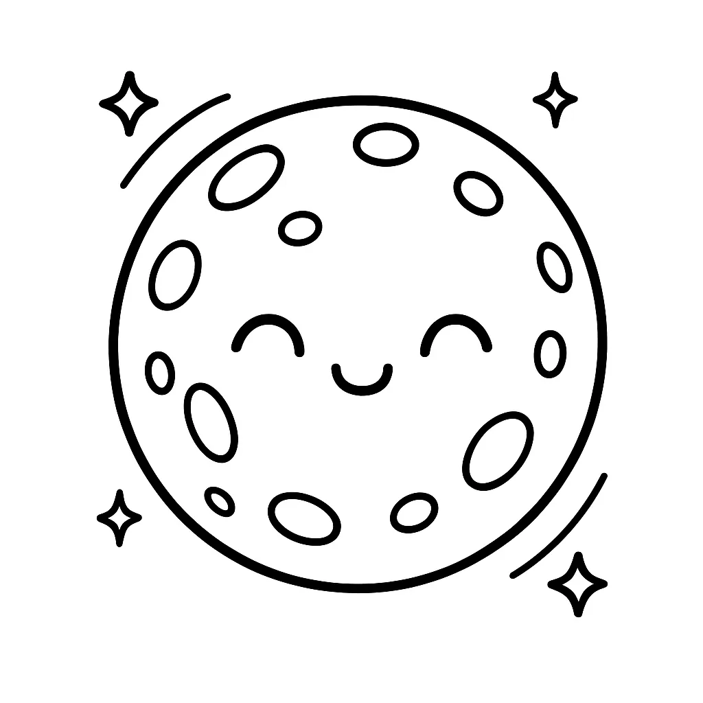 Moon with Crater Face Coloring Page