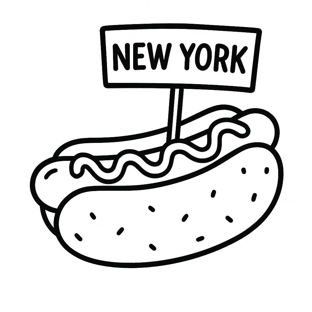 New York Style Hot Dog Coloring Page