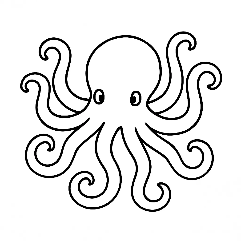 Octopus with Wide Tentacles Coloring Page
