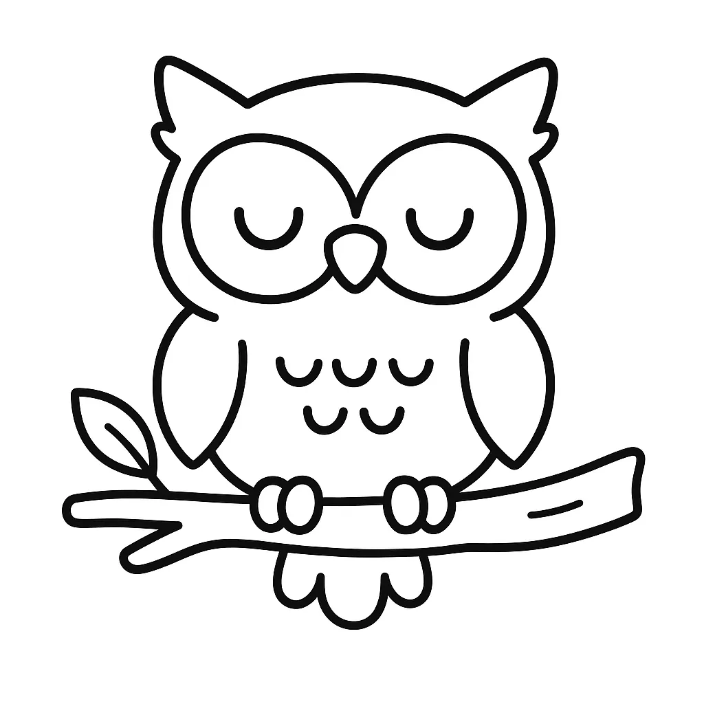 Owl Sitting on a Branch Coloring Page