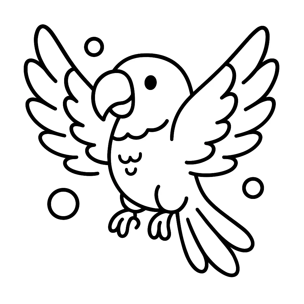 Parrot with Spread Wings Coloring Page