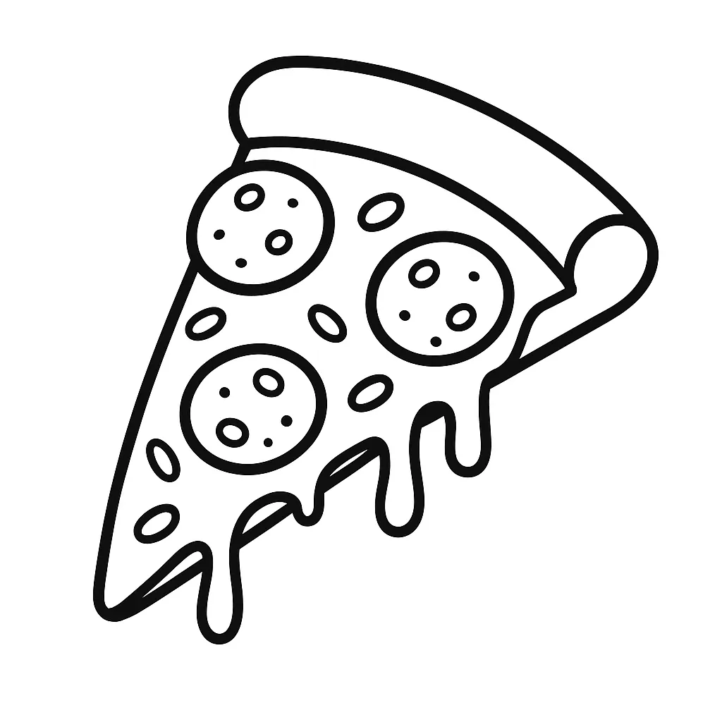 Pepperoni Pizza Slice Coloring Page