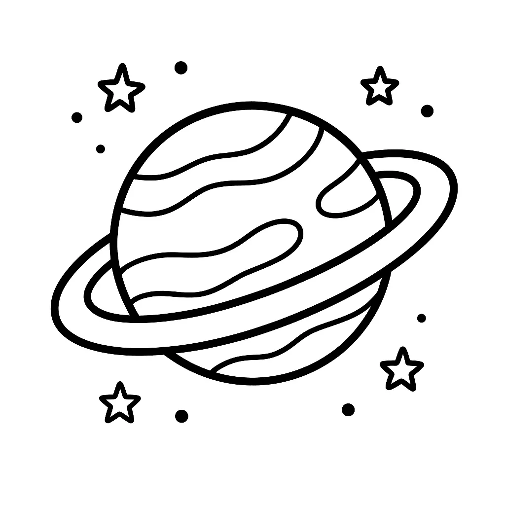 Planet with Rings Coloring Page