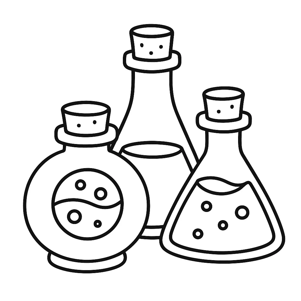 Potion Bottles Coloring Page
