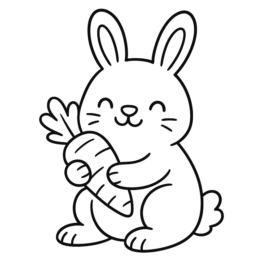 Rabbit Holding a Carrot Coloring Page