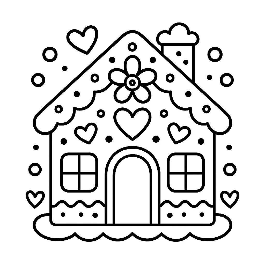 Simple Gingerbread House Coloring Page