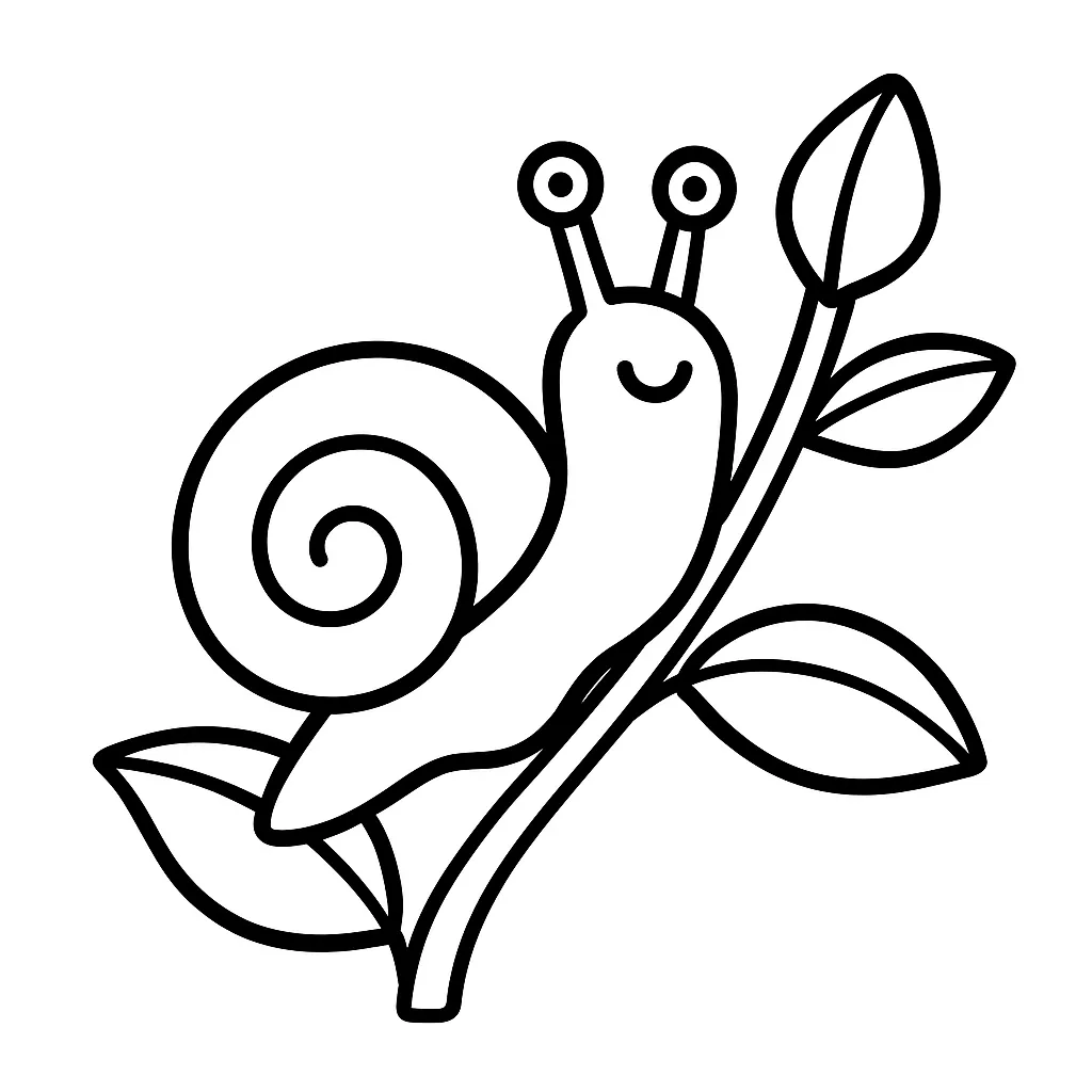 Snail Climbing a Plant Coloring Page