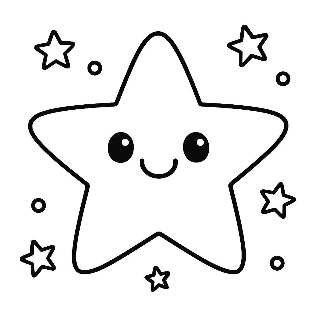 Star with Smiley Face Coloring Page