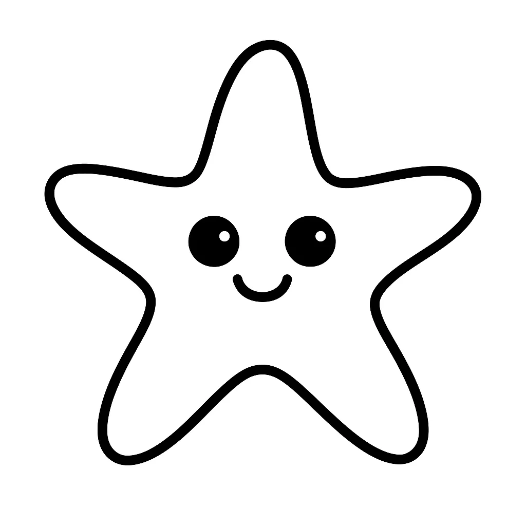 Starfish with Smiling Face Coloring Page