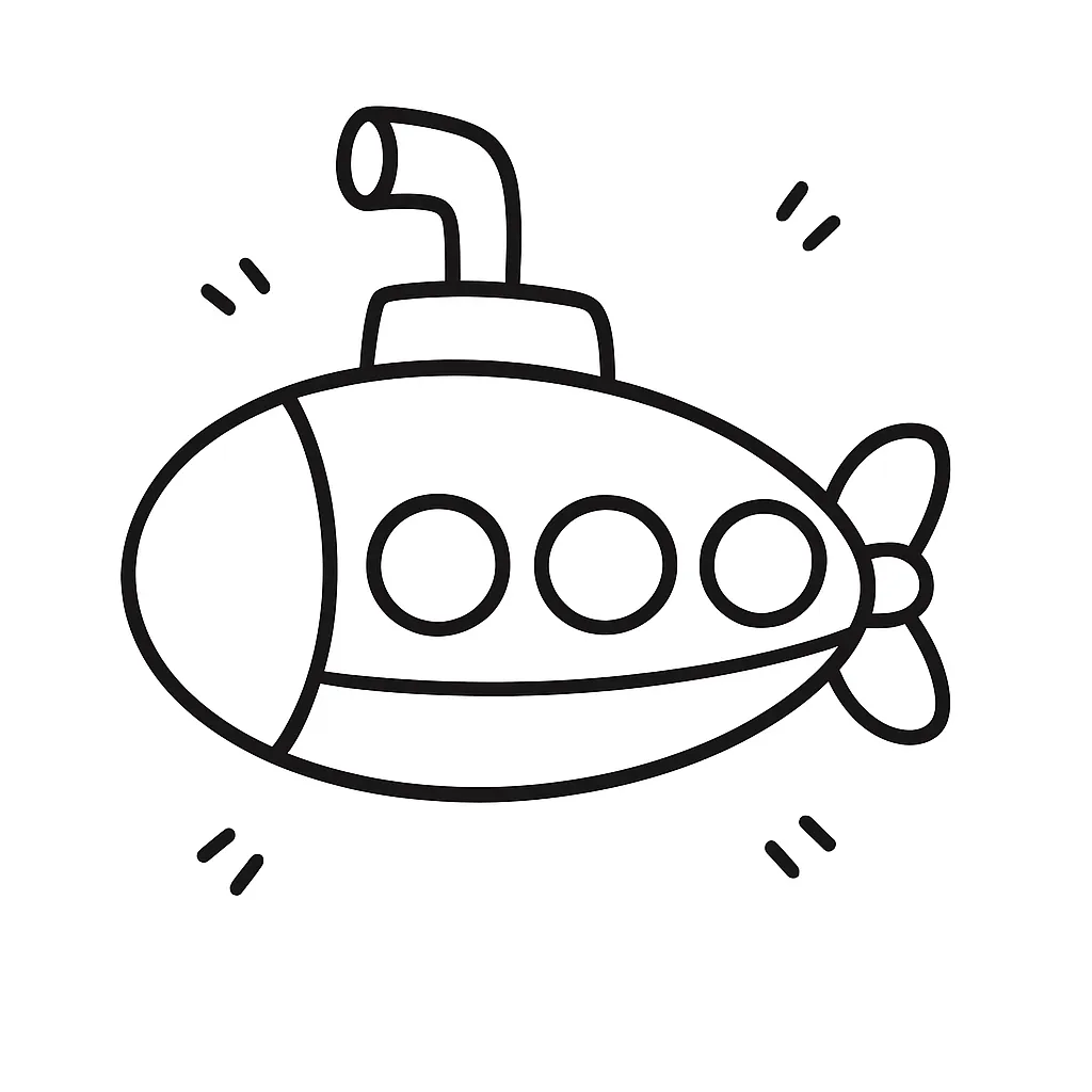 Submarine with Windows Coloring Page