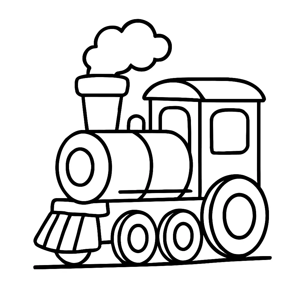 Train with Bold Wheels Coloring Page