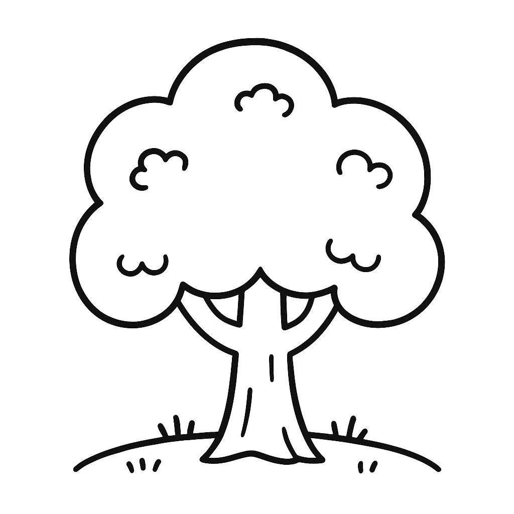 Tree with Round Canopy Coloring Page