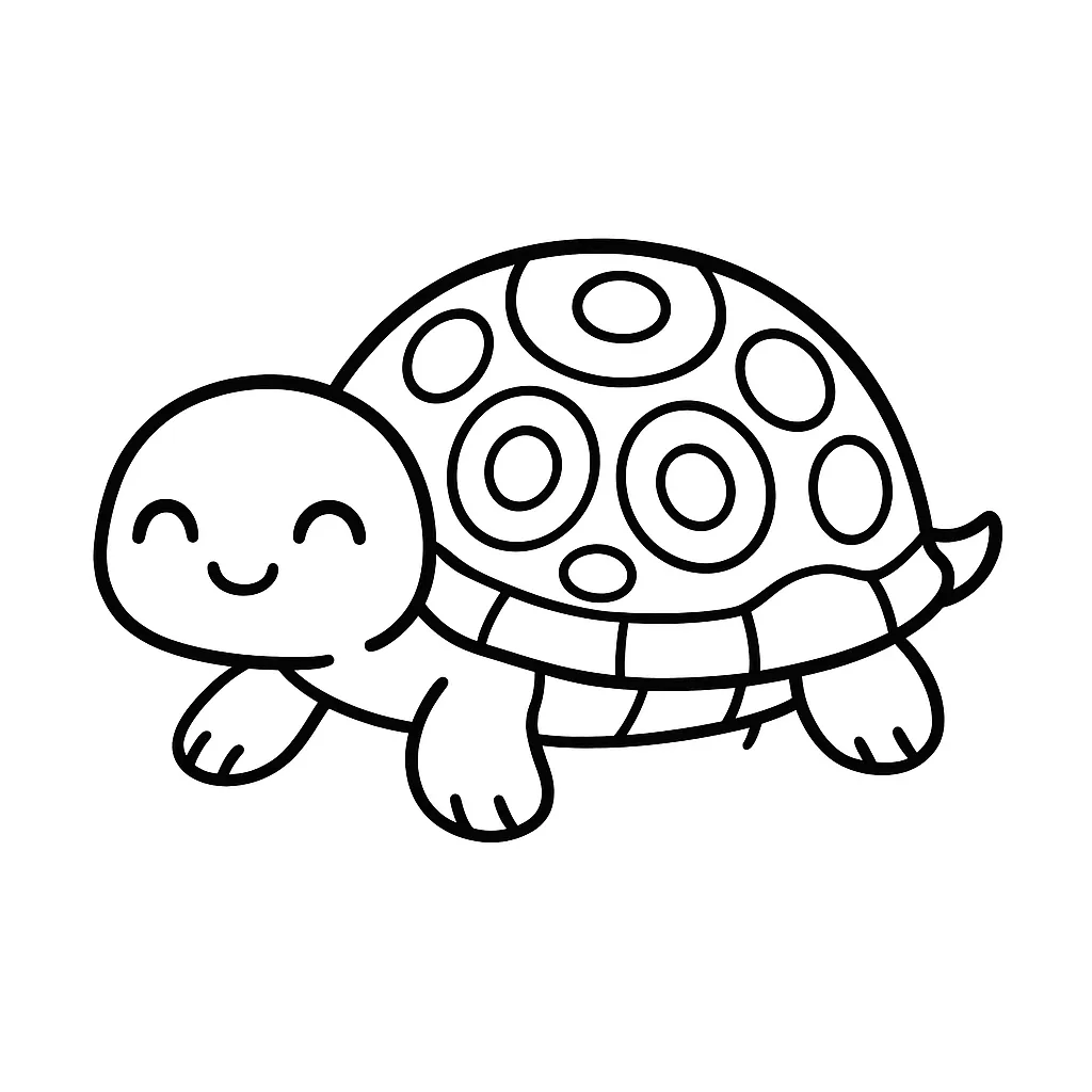 Turtle with a Round Patterned Shell Coloring Page