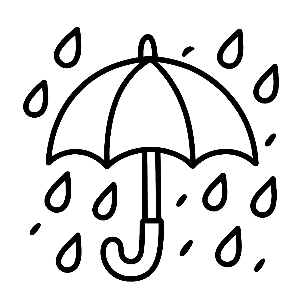 Umbrella with Raindrops Coloring Page
