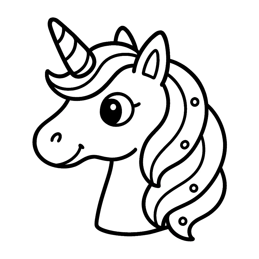 Unicorn Head with Horn Coloring Page