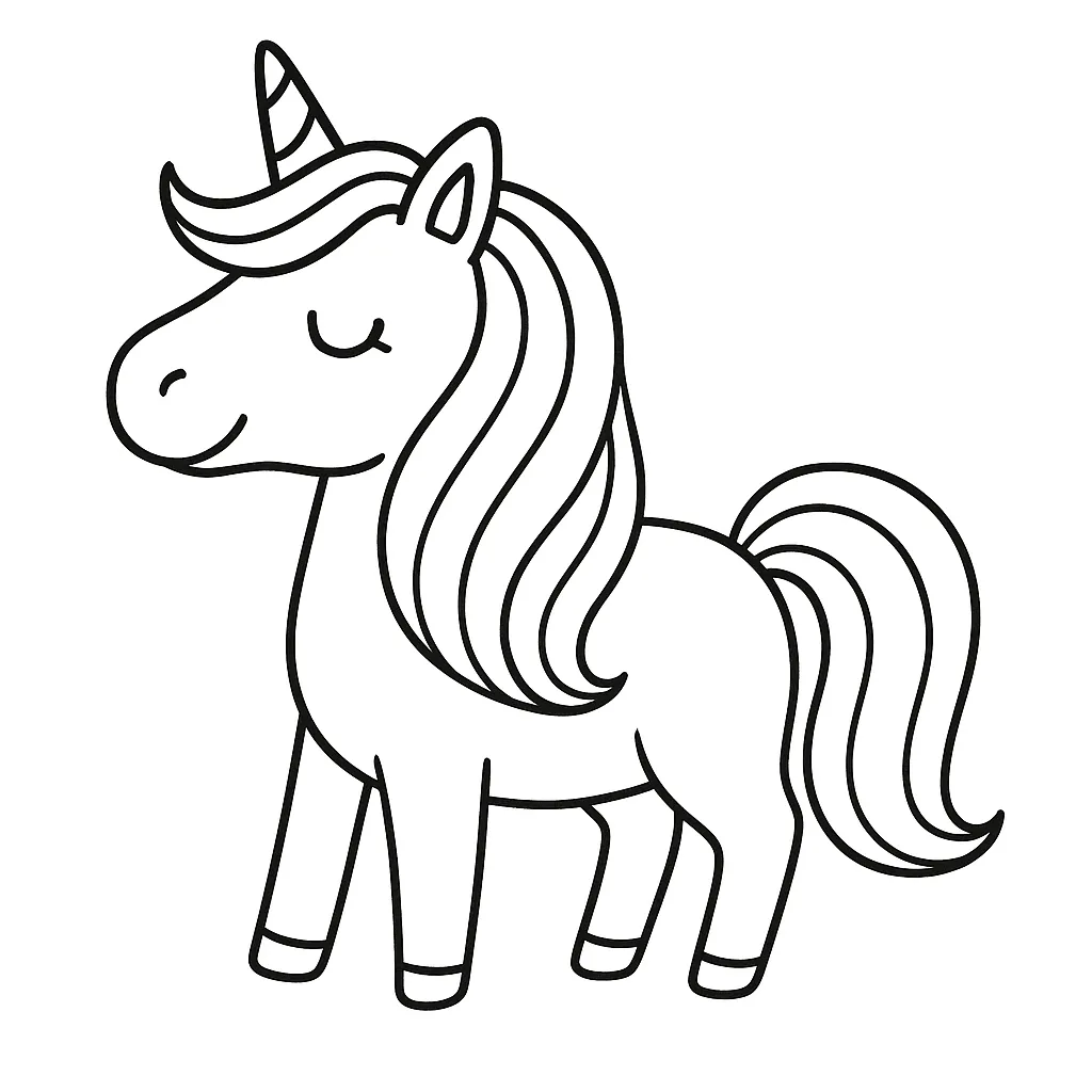 Unicorn with Flowing Mane Coloring Page