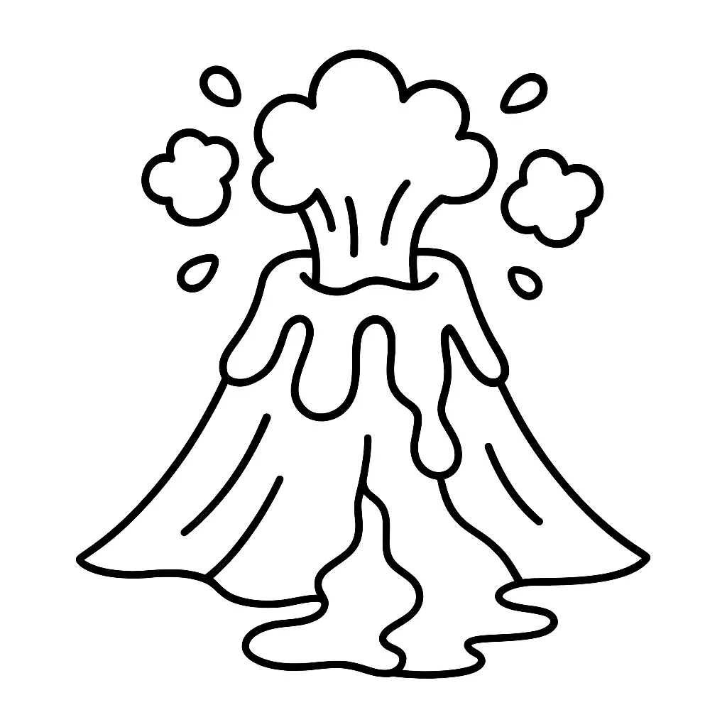 Volcano with Lava Coloring Page