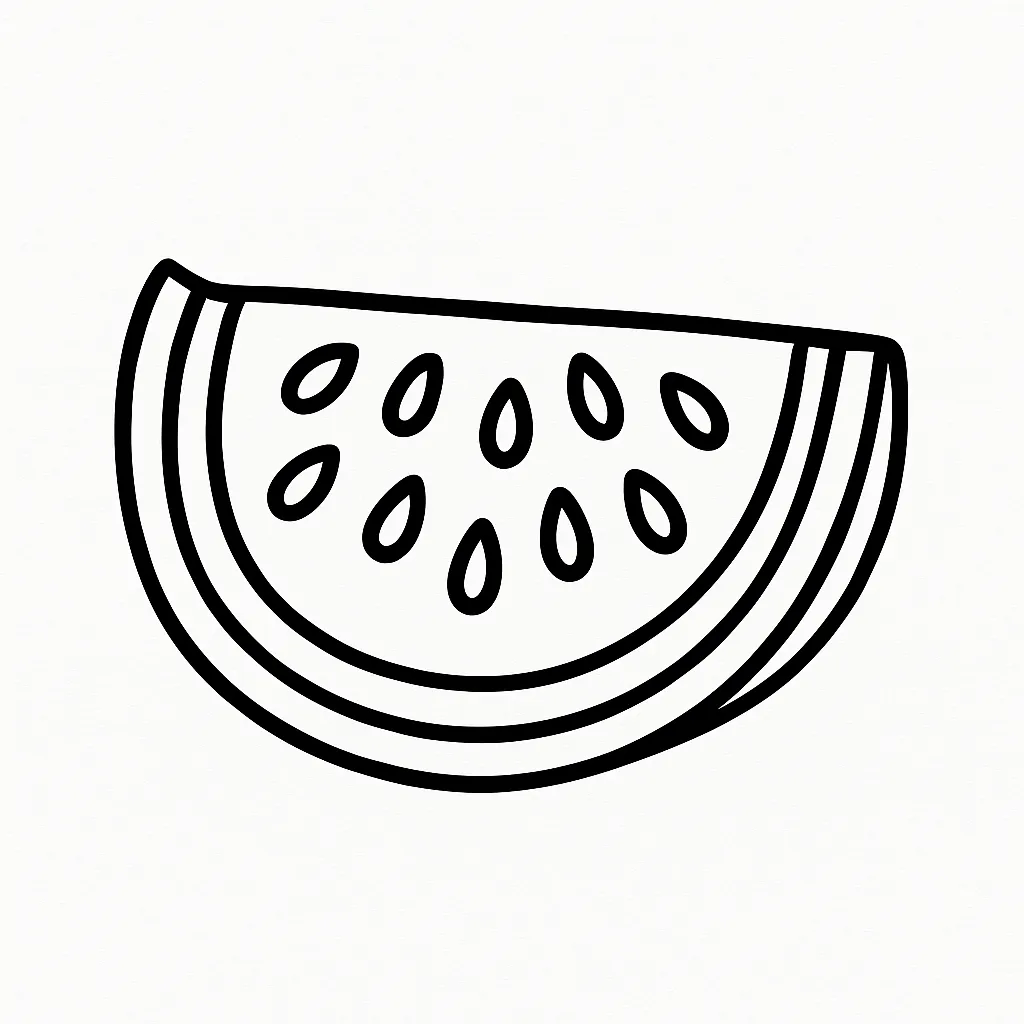 Watermelon Slice with Seeds Coloring Page