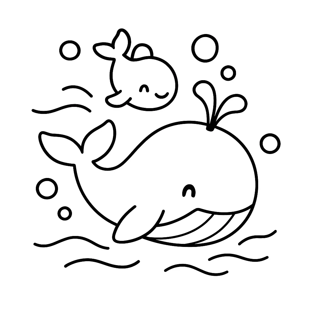 Whale Family Coloring Page