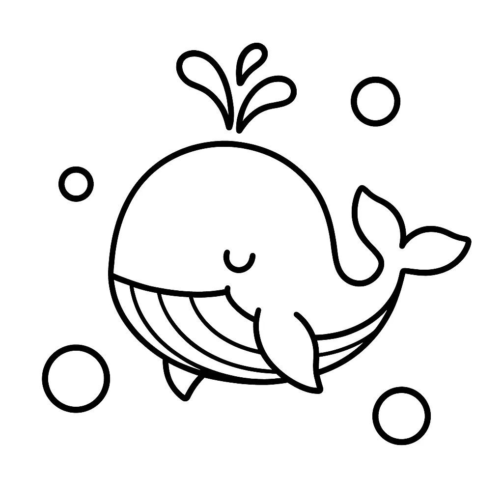 Whale Splashing Water Coloring Page